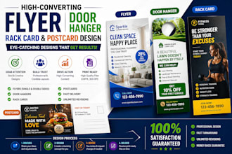 design high converting flyer, door hanger, rack card and postcard