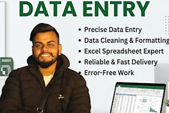 do simple data entry, clean, format, merge, spilt excel data