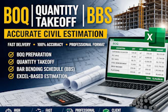 do accurate boq, quantity takeoff and bar bending schedule bbs