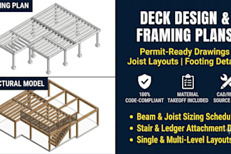do deck design, framing plans, deck permit drawings, and cad details