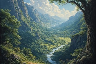 draw a natural landscape and background illustration