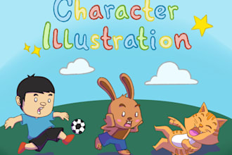 draw cute children character illustration for kids book or project