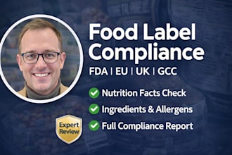 review food label compliance fda eu UK gcc nutrition facts packaging