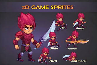 draw pixel art character sprite sheet and 2d character game art for indie games