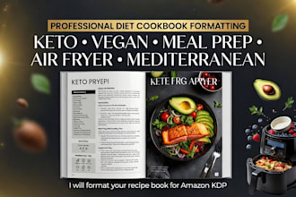 format your diet cookbook or recipe book for amazon KDP keto, vegan, meal prep