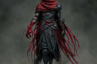 draw your character in a dark fantasy, horror or manga style