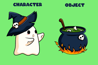 draw cute kawaii cartoon character for sticker, mascot logo