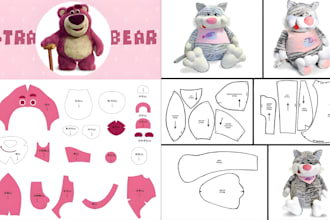 design custom plush sewing pattern design stuffed toypattern
