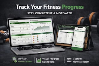 design a fitness tracker spreadsheet, notion tracker and canva workout planner