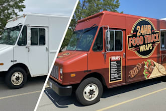 design food truck wrap, trailer wrap, coffee truck wrap in 24 hours