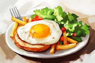 draw food and drink illustration for you