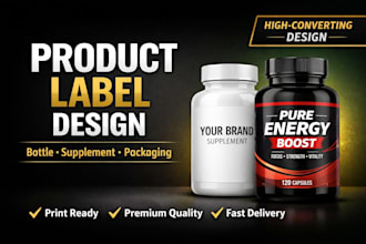 design professional product label, supplement label, and bottle packaging