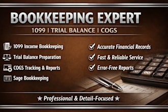 do 1099 income bookkeeping and trial balance with cogs and sage bookkeeping