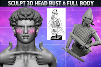 sculpt 3d head bust face model portrait figurine stl for 3d printing