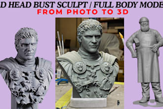 sculpt realistic 3d head bust face model full body character stl for 3d printing