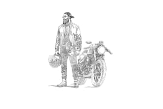 create motorcycle training instructor character star wars flare logo