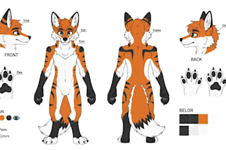 draw furry reference sheet, furry art oc design fursuit, fursona character ref