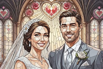 turn your ideas into classic stained glass art digital illustration or line art
