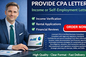 provide CPA letter, income or self employment letter