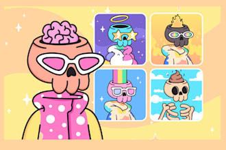 design a doodle style nft art collection, cartoon character