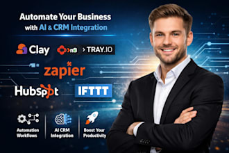 set up clay con, tray io, iftt, hubspot, zapier ai integrate ai crm