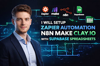 setup zapier automation n8n make clayio with supabase spreadsheets