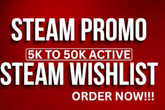 set steam game promotion, increase steam wishlist, and game marketing