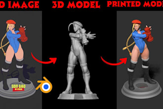 convert 2d photo to 3d character action figure model toy printable stl file