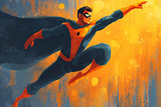 illustrate a beautiful watercolor superhero portrait