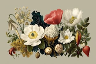 create detailed botanical illustrations of plants, flowers