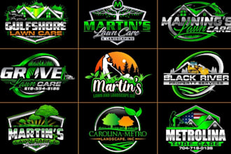 design lawncare landscape garden mowing farm irrigation agriculture logo for you