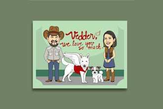 design family holiday card memorializing dog logo