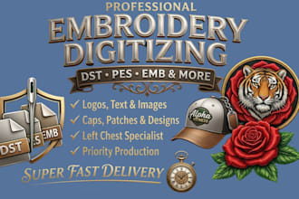 do custom embroidery digitalizing for logo, hat, cap, shirts