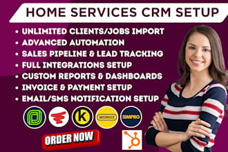 setup home services CRM jobber service fusion kickserv workiz simpro hubspot