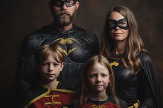 design a family superhero portraits for you