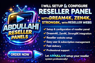 setup configure reseller panel with dream4k, zen4k, strong8k, with reseller webs