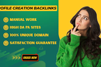 create 70 high quality dofollow profile creation backlinks