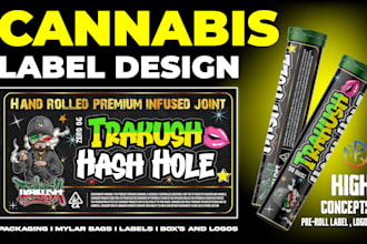 design premium cannabis pre roll, jar labels weed packaging