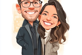 create professional caricatures for couples or wedding gift