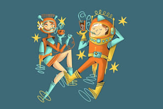 design space age coffee shop art logo