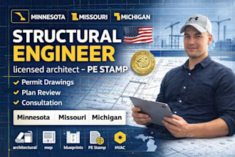 stamp permit architectural structural mep drawings minnesota, missouri, michigan