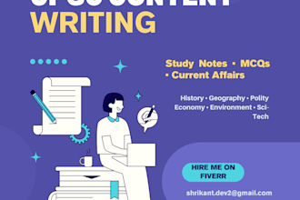 write upsc study content, mcqs and current affairs articles