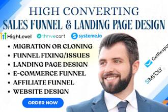 sales funnel redesign clickfunnels gohighlevel systeme io landing page funnelish