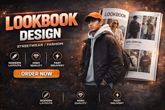 design a modern fashion lookbook and stylish street wear clothing catalog