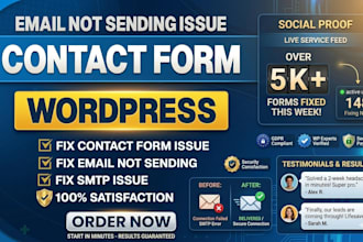 fix email issue, contact form issue, wp mail smtp issue,