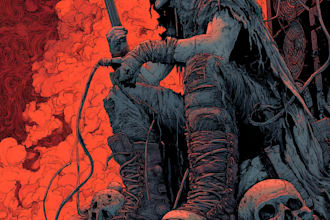 draw detailed dark,horror, and heavy metal art illustration