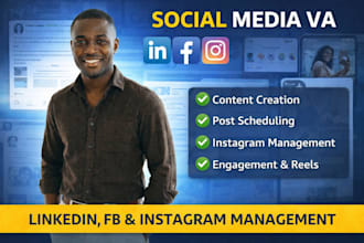social media va linkedin fb instagram manager post scheduling content calendar