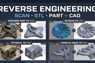 convert stl to step files and reverse engineer 3d scan mesh to solid cad models