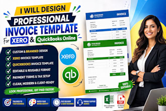 design professional invoice template for xero and quickbooks online
