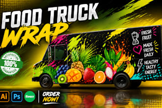 create a food truck wrap, food van wrap and food trailer,